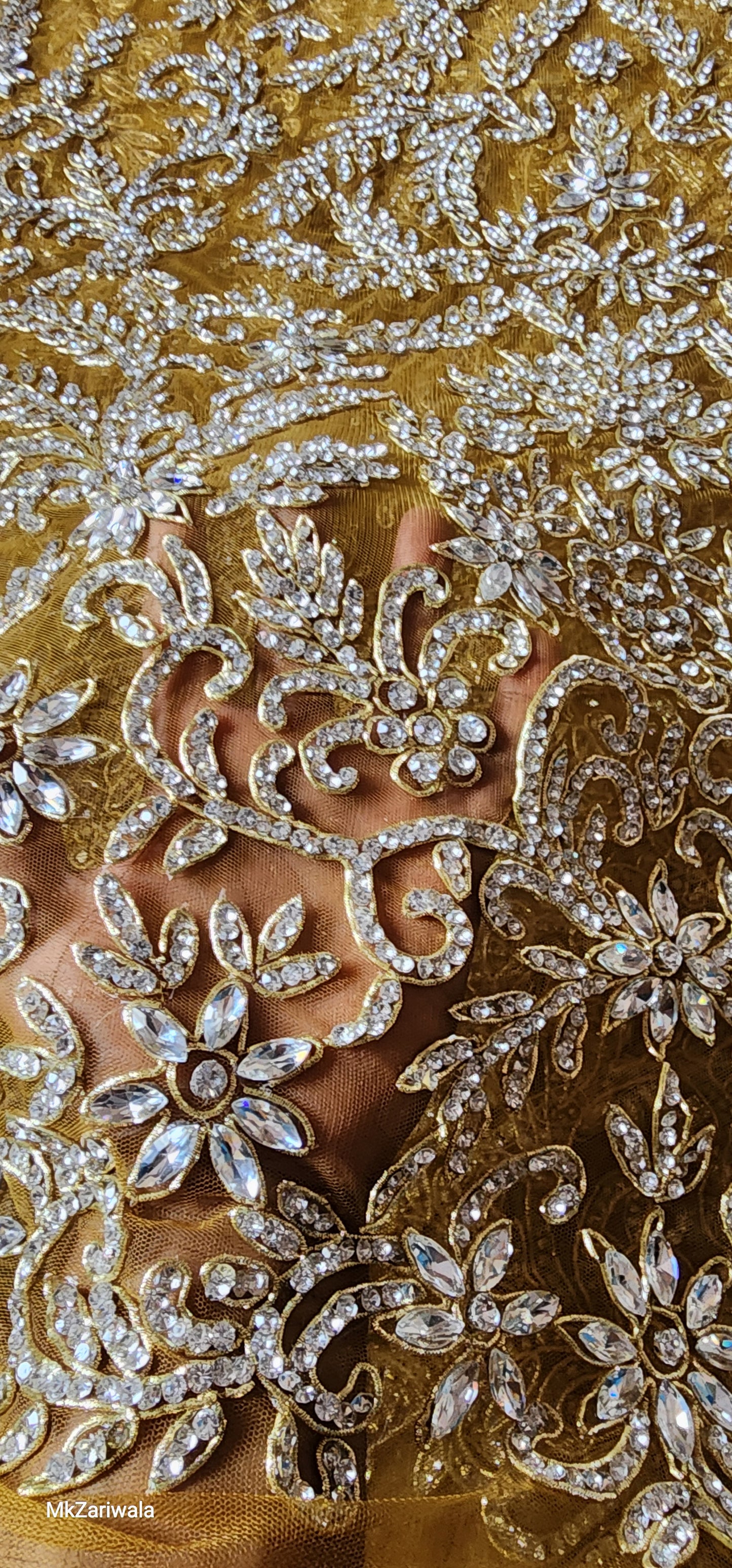 Handbeaded Rhinestone Fabric: Perfect for Dresses, Gowns, and Prom Designs