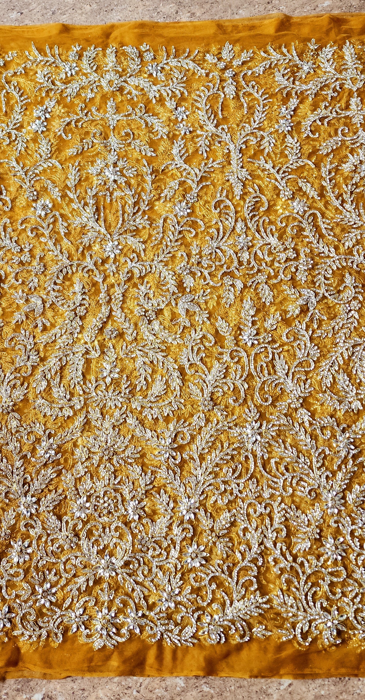 Handbeaded Rhinestone Fabric: Perfect for Dresses, Gowns, and Prom Designs