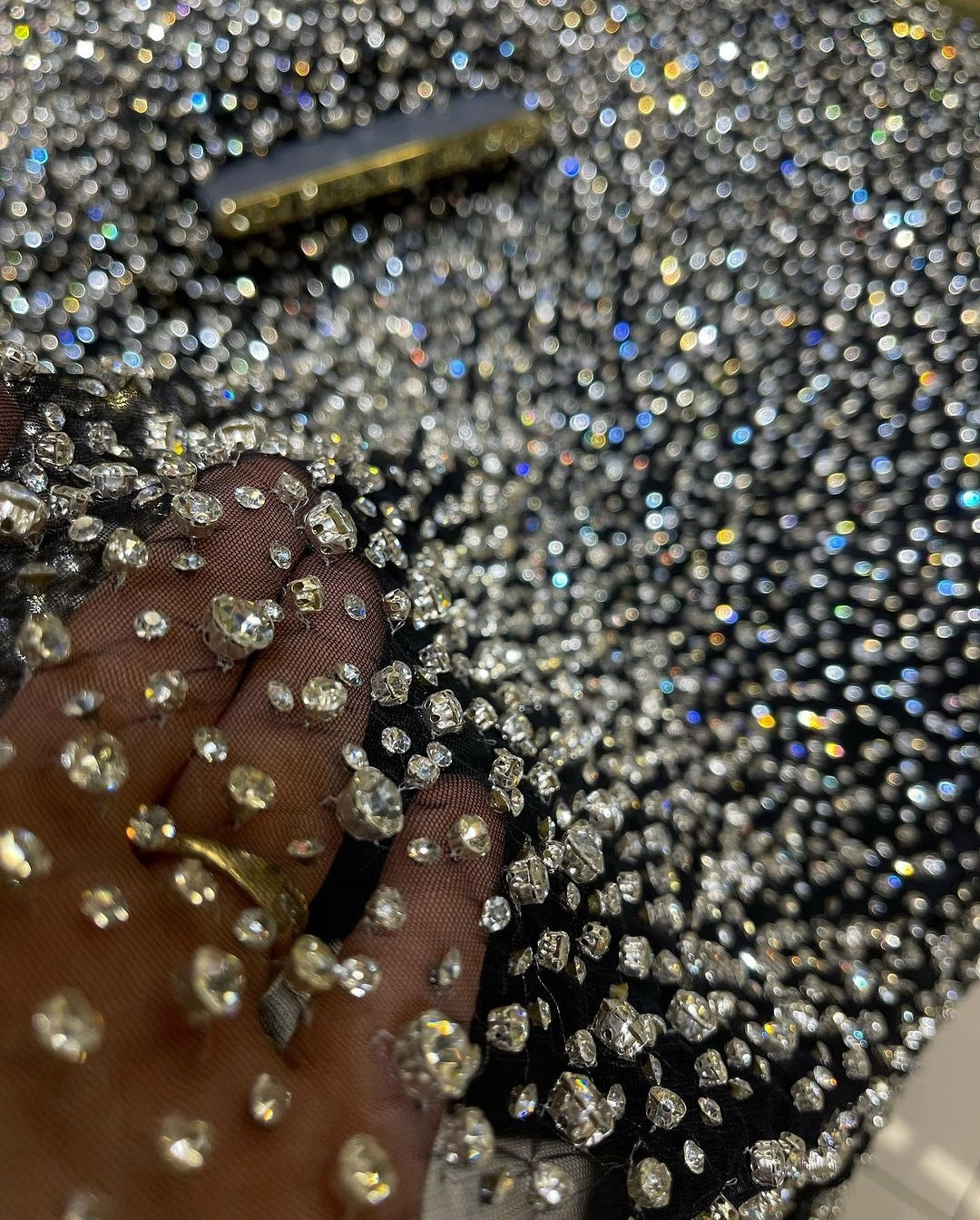 Handbeaded Rhinestone Fabric: Perfect for Dresses, Gowns, and Prom Designs