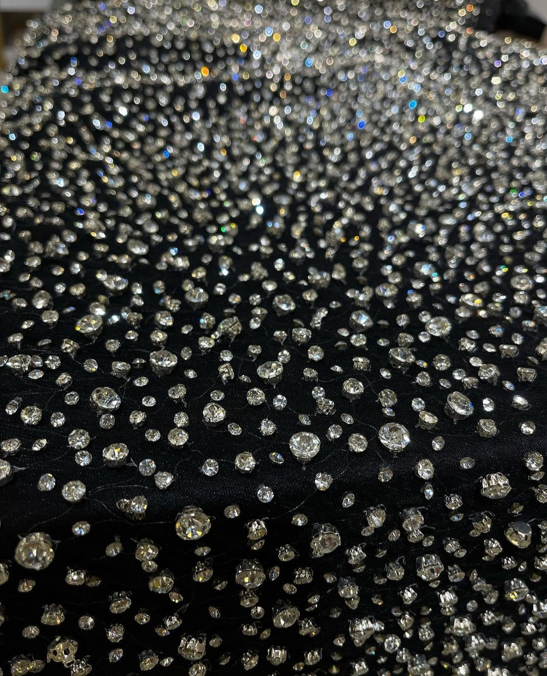Handbeaded Rhinestone Fabric: Perfect for Dresses, Gowns, and Prom Designs