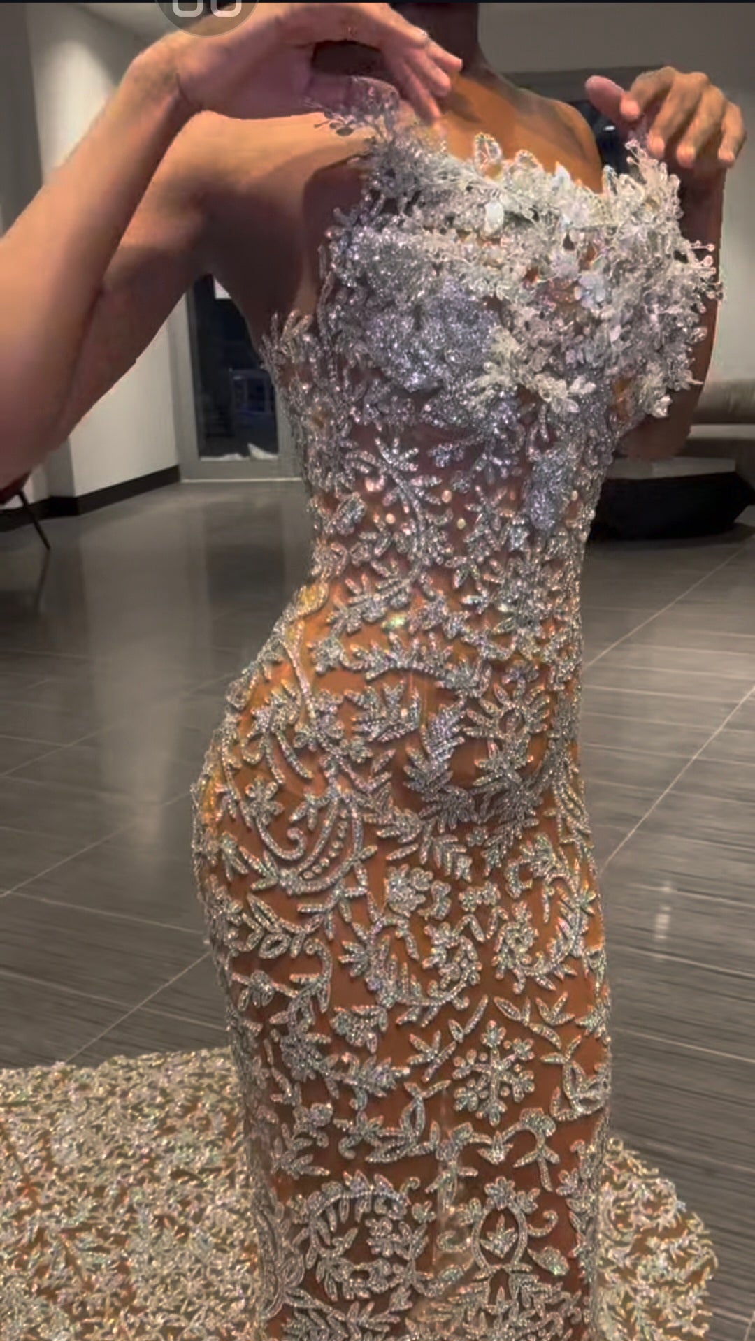 Handbeaded Rhinestone Fabric: Perfect for Dresses, Gowns, and Prom Designs